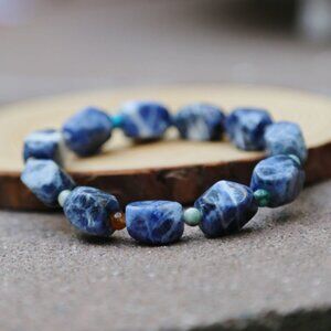 Hand Crafted ✦ Sodalite MultiGem Nugget Bracelet ✦ 1225ctw Stretch Layered NWT